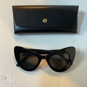 Black Cat-Eye Sunglasses with Case